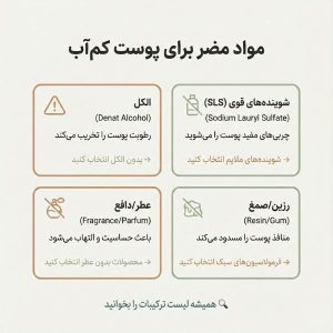 مواد مضر برای پوست دهیدراته یا کم آب