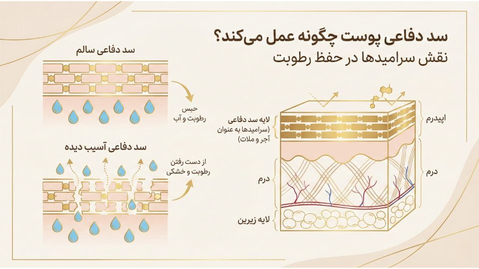 عملکرد سد دفاعی پوست و نقش سرامیدها در حفظ رطوبت و سلامت پوست