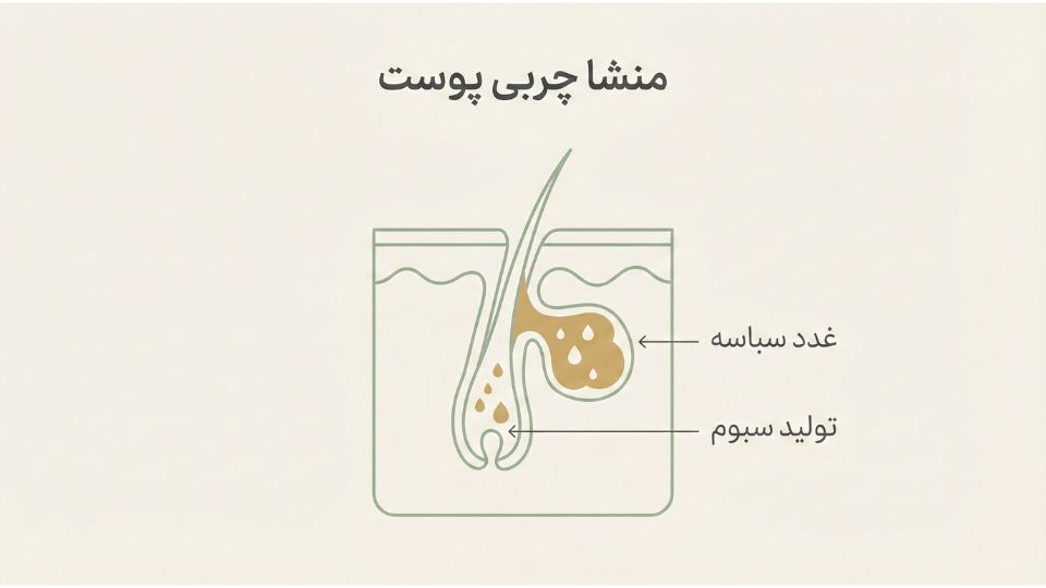 آناتومی غدد سباسه و نحوه تولید سبوم در لایههای پوست