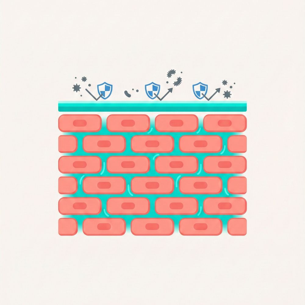 تصویر نمادین از سد دفاعی سالم و آسیب‌دیده پوست