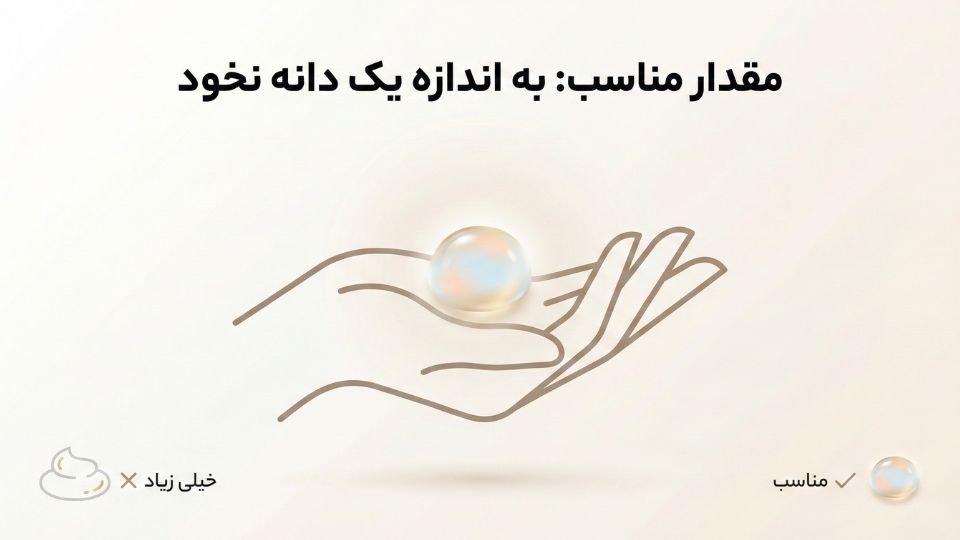 تصویر راهنمای مقدار مناسب وازلین برای اسلاگینگ به اندازه یک دانه نخود روی کف دست