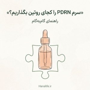 راهنمای تصویری نحوه استفاده سرم PDRN در روتین پوستی — تصویر هدر مقاله هانالایف