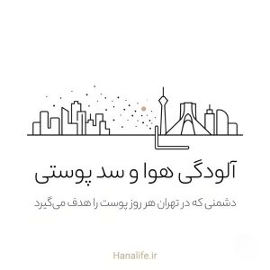 اسکای‌لاین شهر با ذرات معلق در حال نزدیک‌شدن به لایه سد پوستی — آلودگی هوا و پوست — هانالایف