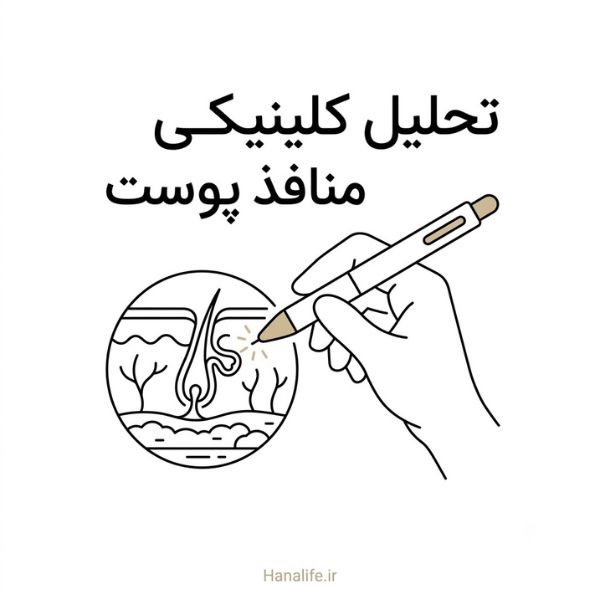 ابزار تخصصی کلینیکی در حال بررسی دقیق منافذ باز پوست — درمان کلینیکال منافذ پوست — هانالایف
