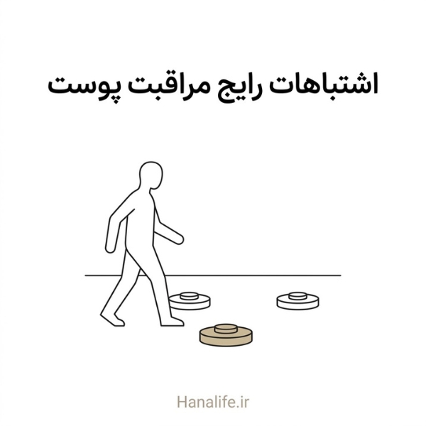 سیلوئتی که با احتیاط از میان نشانه‌های اشتباه مراقبت پوست عبور می‌کند — اشتباه مراقبت پوست — هانالایف
