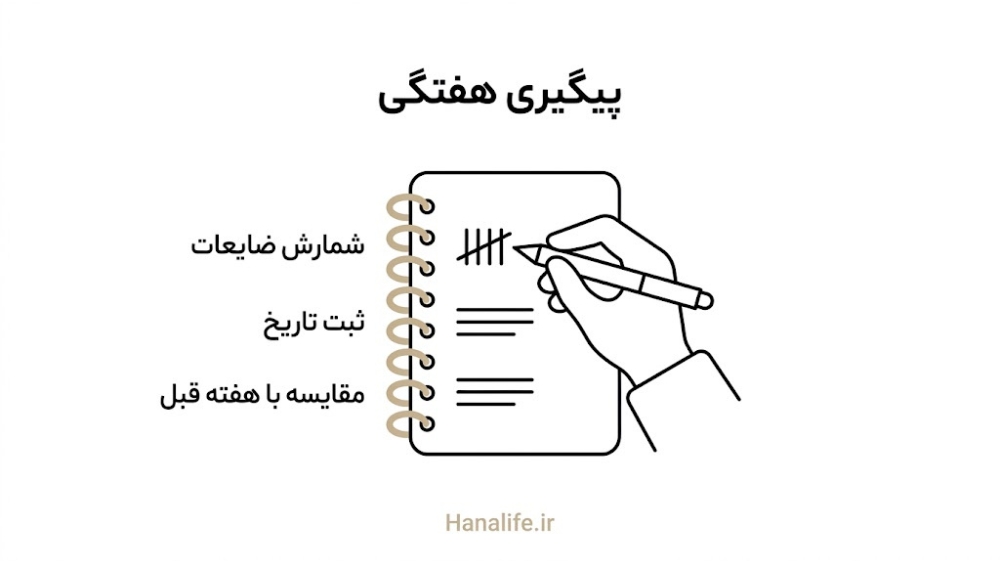 دفترچه یادداشت شمارش هفتگی ضایعات پوستی — پیگیری شدت آکنه — هانالایف