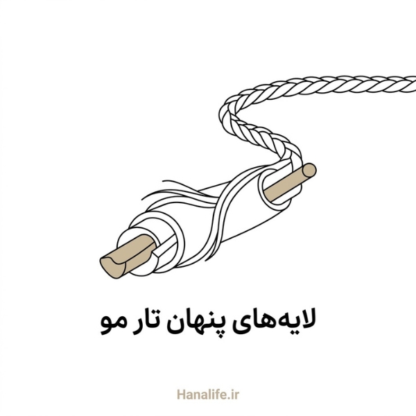 تصویر مقطعی تار مو با لایه‌های پنهان آن — ساختار تار مو — هانالایف