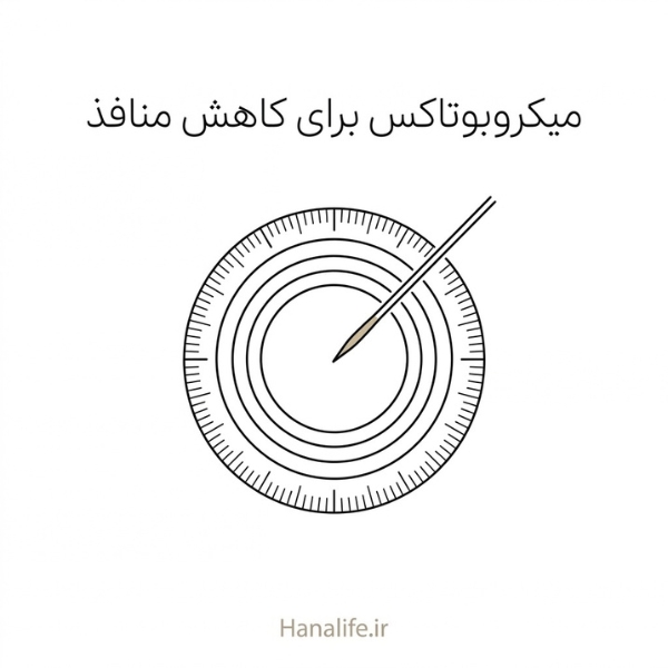 سوزن ظریف و علامت‌های اندازه‌گیری دور یک منفذ پوست، نماد دقت — میکروبوتاکس منافذ — هانالایف
