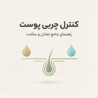 تصویر مینیمال و لوکس با عنوان کنترل چربی پوست و نماد تعادل بین آب و چربی