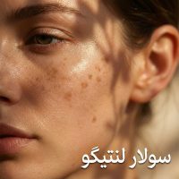 تصویر زنی که در آینه به لکه‌های قهوه‌ای سولار لنتیگو روی صورتش نگاه می‌کند - پست آموزشی هانالایف